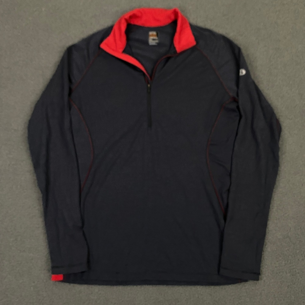 Icebreaker GT 200 Base Layer Mens Large Navy Blue Merino Wool 1/4 Zip Hiking Top